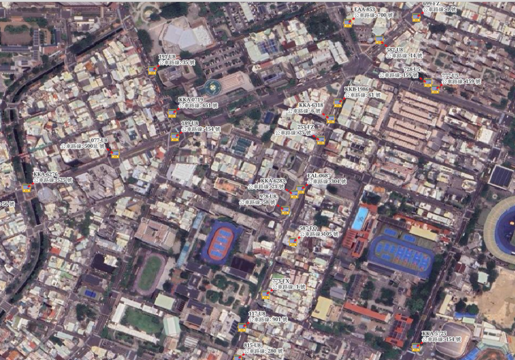 顯示出公車的路線和車牌資訊
QGIS教學