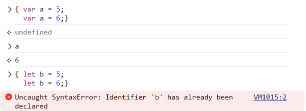 let,var 重新宣告差異